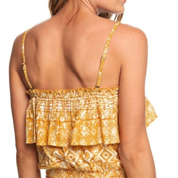 ROXY Ruffle Collier Tube Top in Inca Gold Desert - Picture 4 of 7